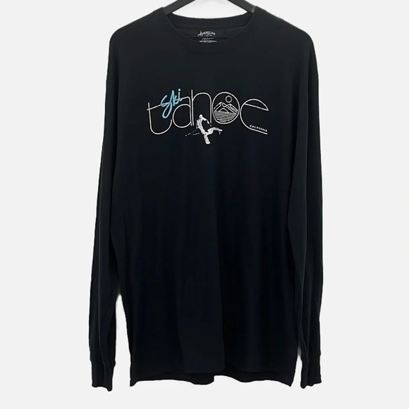 American Needle Ski Tahoe Crewneck Long Sleeve T Shirt in Black - NWOT - Size XL - Picture 1 of 4